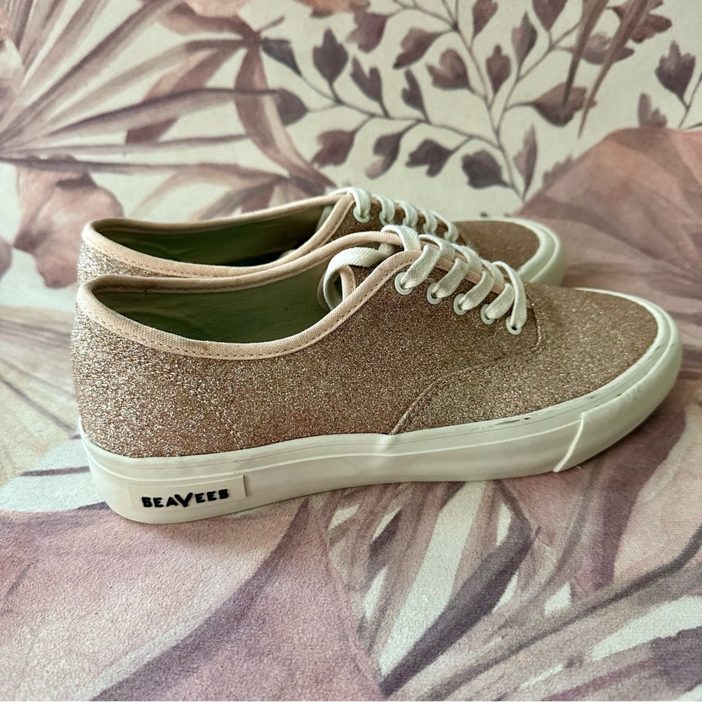 J. Crew x Seavees Legend Glitter Sneakers - Rose Gold (Size 9, NWOT) - Picture 4 of 5